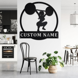Custom Powerlifting Girl Metal Wall Art, Personalized Powerlifting Name Sign Decoration For Room, Powerlifting Metal Home Decor,Powerlifting