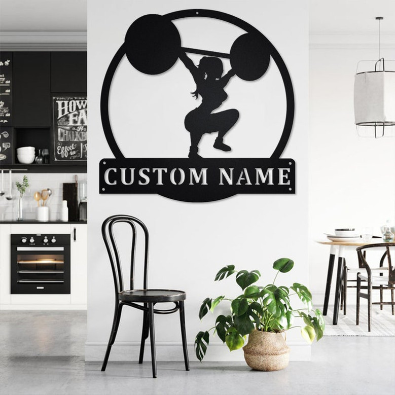 Custom Powerlifting Girl Metal Wall Art, Personalized Powerlifting Name Sign Decoration For Room, Powerlifting Metal Home Decor,Powerlifting