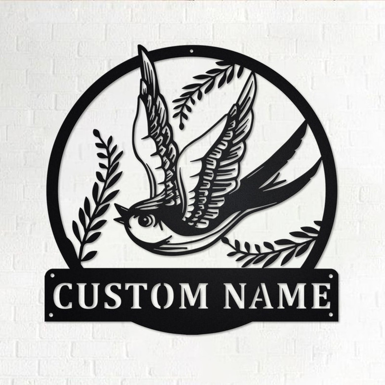 Custom Swallow Bird Metal Wall Art, Personalized Swallow Bird Name Sign Decoration For Room, Swallow Bird Metal Home Decor, Custom Swallow