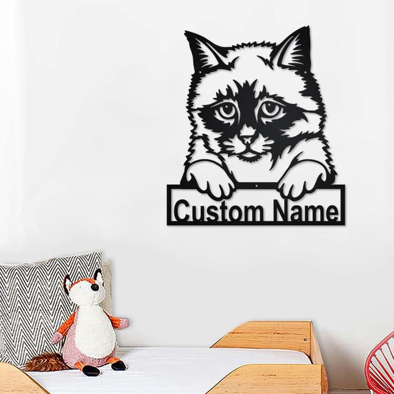 Custom Birman Cat Metal Wall Art, Personalized Birman Cat Name Sign Decoration For Room, Birman Cat Home Decor, Custom Birman Cat