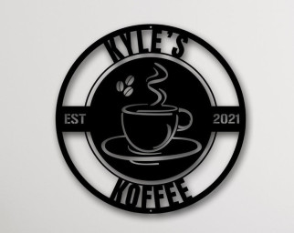 Personalized Coffee Bar Sign-Coffee Bar Decor-Kitchen Sign-Custom Coffee Sign-Kitchen Wall Decor-Coffee Bar Ideas-Metal Coffee Sign