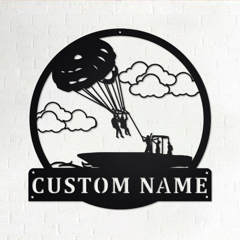 Custom Paragliding Metal Wall Art, Personalized Paragliding Name Sign Decoration For Room, Paragliding Metal Home Decor, Custom Paragliding