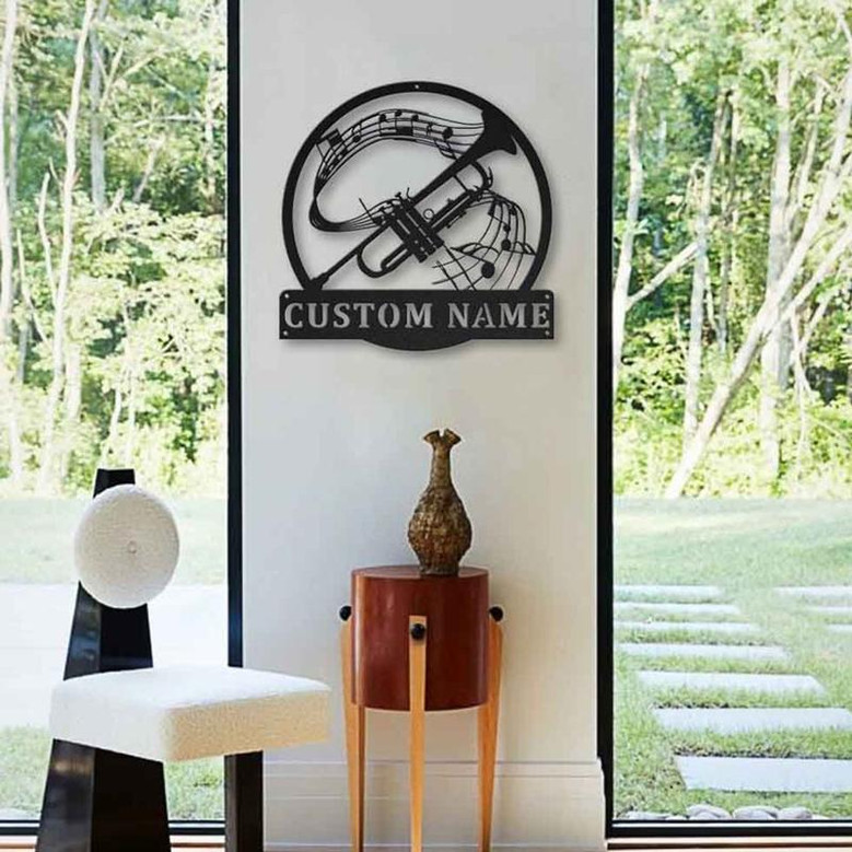 Personalized Trumpet Monogram Metal Sign Art | Custom Trumpet Monogram Metal Sign | Trumpet Gifts for Men | Trumpet Male Gift | Music Gift