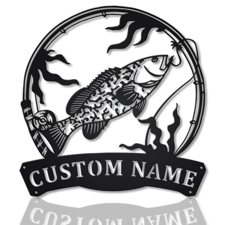 Personalized Grouper Fishing Fish Pole Metal Sign Art | Custom Grouper Fishing Metal Sign | Grouper Fishing Gifts for Men | Fishing Gift