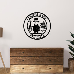 Christmas Snowman Metal Sign