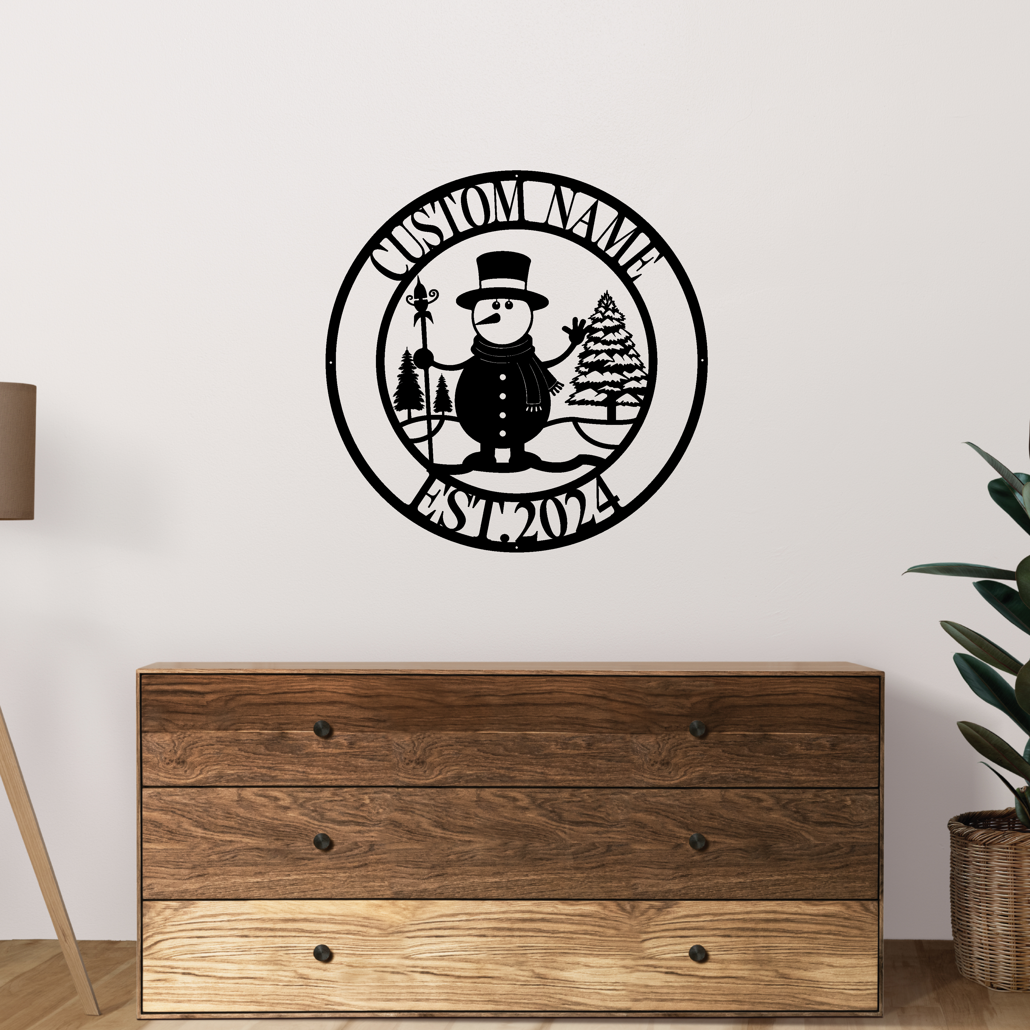 Christmas Snowman Metal Sign