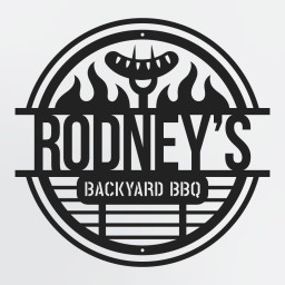 Barbecue Sign With Flames Custom Text, Personalized Metal Sign For Outdoor Grill