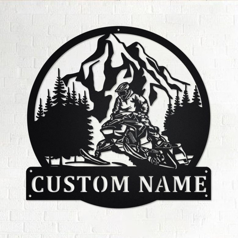 Custom Snowmobile Jump Metal Wall Art, Personalized Snowmobiler Name Sign Decoration For Room, Snowmobile Metal Home Decor,Custom Snowmobile