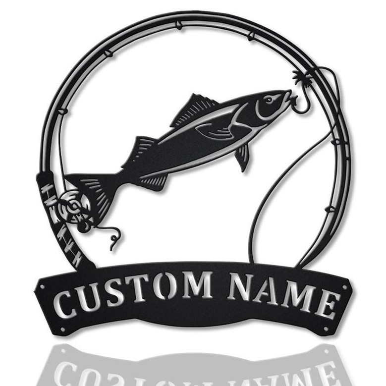 Personalized Sablefish Fishing Fish Pole Metal Sign Art | Custom Sablefish Fishing Metal Sign | Fishing Gift | Decor Decoration
