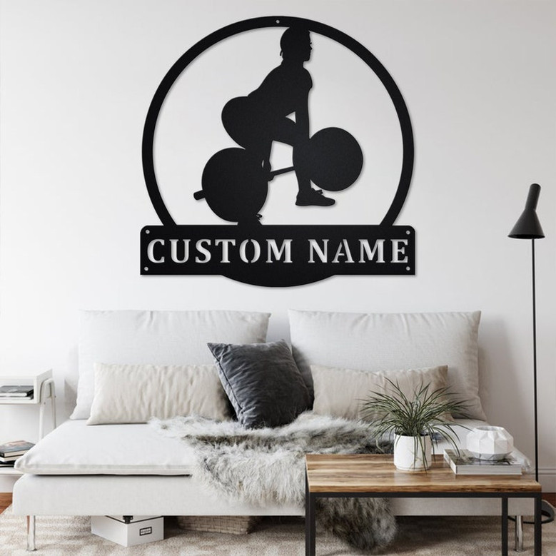Custom Powerlifting Girl Metal Wall Art, Personalized Powerlifting Name Sign Decoration For Room, Powerlifting Metal Home Decor,Powerlifting
