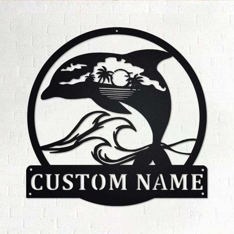 Personalized Dolphin Metal Sign | Dolphin Metal Wall Art | Dolphin Metal wall Decor | Dolphin Lover Gift | Custom Beach Theme Dolphin