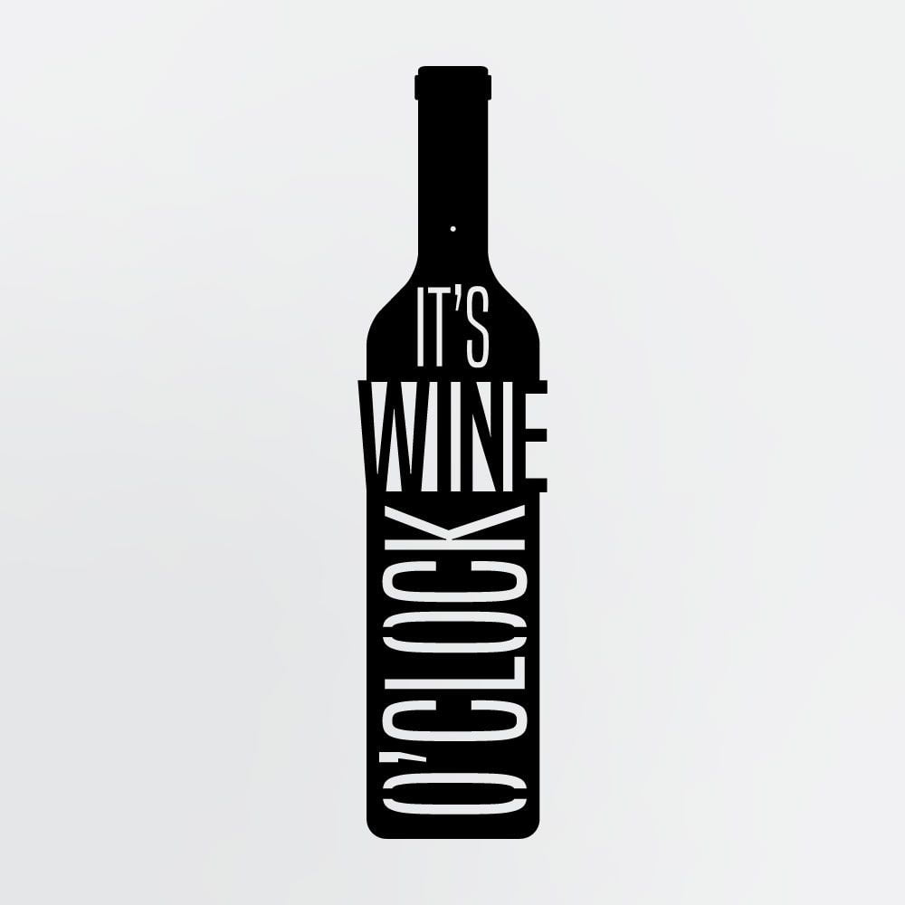 It's Wine O'Clock Wine Bottle Metal Wall Art, Metal Sign for Wine Lover