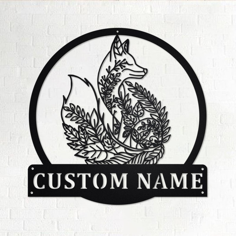 Custom Fox Mandala Metal Wall Art,Personalized Fox Name Sign Decoration For Room, Fox Metal Home Decor, Custom Fox, Fox Metal Wall Decor