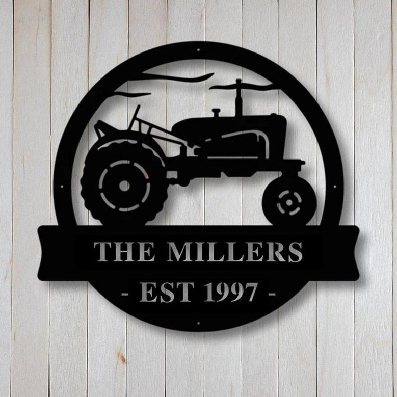 Custom Metal Tractor Sign Metal Farm Sign Metal Wall Art Farmhouse Decor Family Name Sign Housewarming Metal Sign For Farmer