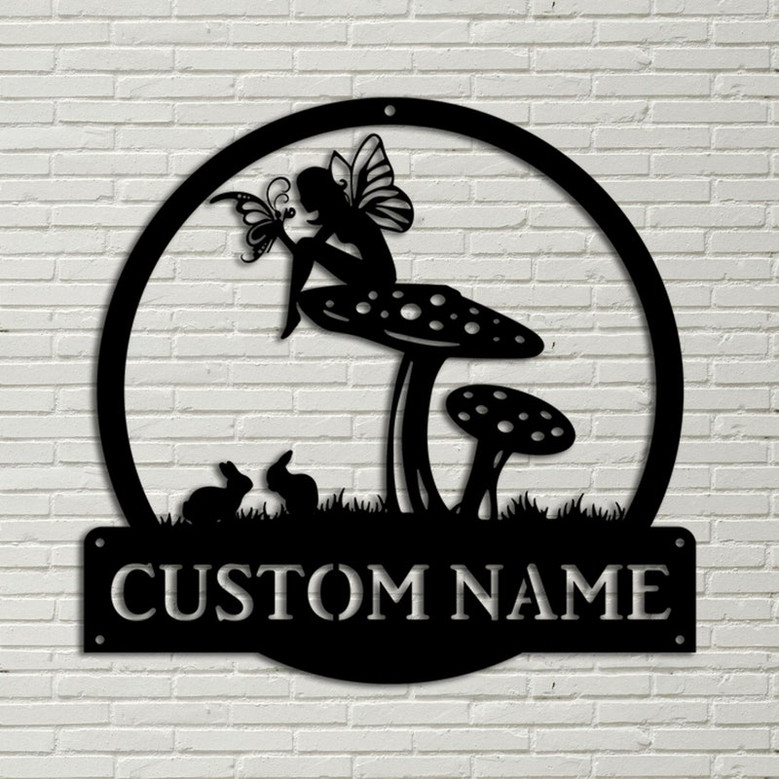Personalized Fairy Monogram Metal Sign Art, Custom Fairy Metal Sign, Fairy Lover Sign Decoration For Living Room