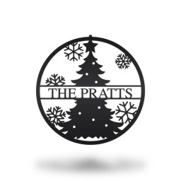 Personalized Christmas Tree Metal Sign, Christmas Gift, Housewarming Gift