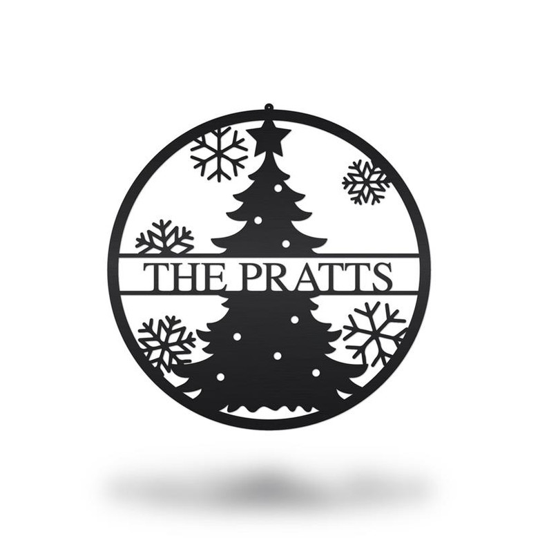 Personalized Christmas Tree Metal Sign, Christmas Gift, Housewarming Gift