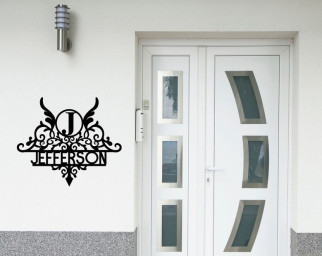 Personalized Family Name Metal Sign-Housewarming Gift-Metal Monogram Sign-Door Hanger-Wedding Gift