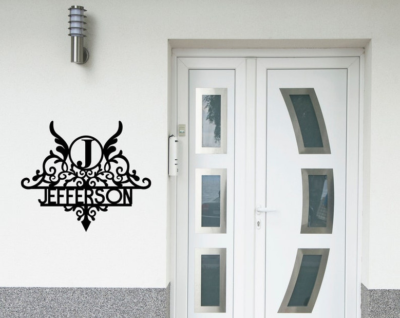 Personalized Family Name Metal Sign-Housewarming Gift-Metal Monogram Sign-Door Hanger-Wedding Gift