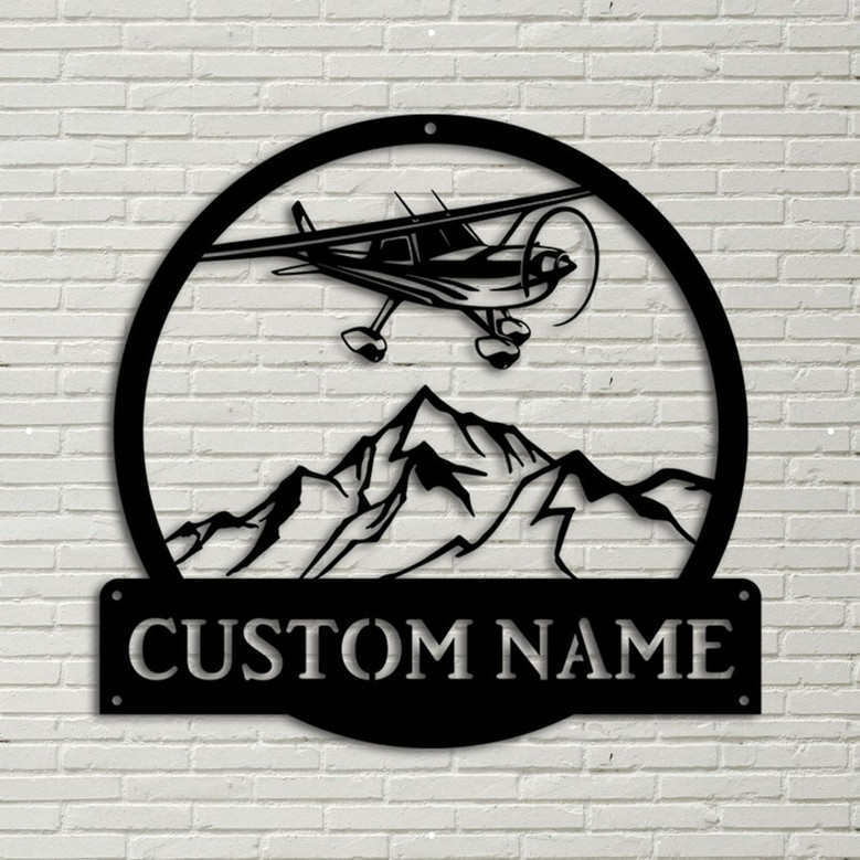 Personalized Airplane Monogram Metal Sign Art, Custom Airplane Metal Sign, Airplane Lover Sign Decoration For Living Room