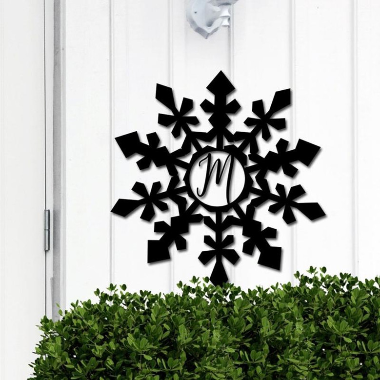 Metal Snowflake Wall Art | Snowflake Monogram Sign | Vine Monogram | Holiday Decor | Snowflake Door Hanger | Personalized Snowflake | Decor