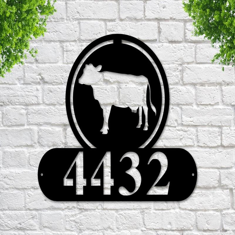 Cow Address Sign Cow Metal Sign Metal Farm Sign Cow Ranch Sign Metal Cow Address Signs House Number Plaque Address Plaque Metal Signs