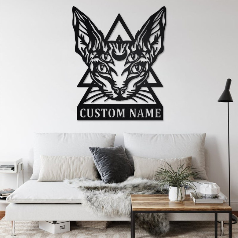 Custom Sphynx Cat Metal Wall Art, Personalized Sphynx Cat Name Sign Decoration For Room, Sphynx Cat Metal Home Decor, Custom Sphynx Cat