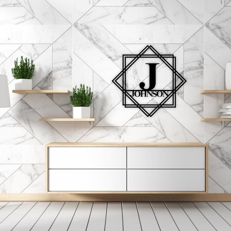 Custom Metal Name Sign, Family Name Sign, Personalized Last Name Sign, Door Hanger, Outdoor Metal Sign, Wedding Gift, Monogram Sign