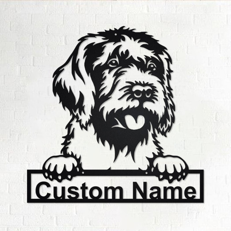 Custom Wirehaired Pointing Griffon Dog Metal Wall Art, Personalized Wirehaired Pointing Griffon Name Sign Decoration For Room,Dog Home Decor
