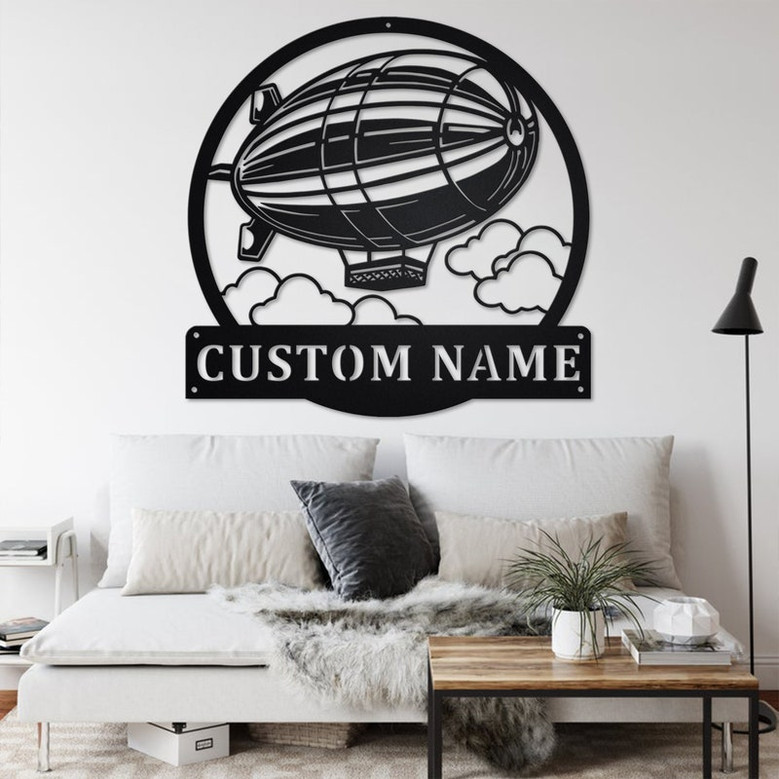 Custom Transportation Blimp Metal Wall Art, Personalized Blimp Name Sign Decoration For Room, Blimp Metal Home Decor, Custom Blimp