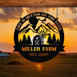 Personalized Metal Farm Sign Barn Monogram Custom Outdoor Farmhouse Entry Road Front Gate Wall Decor Gift