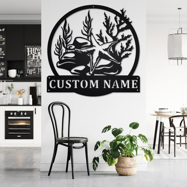 Custom Starfish Metal Wall Art, Personalized Starfish Name Sign Decoration For Room, Starfish Home Decor, Custom Starfish, Starfish Lover