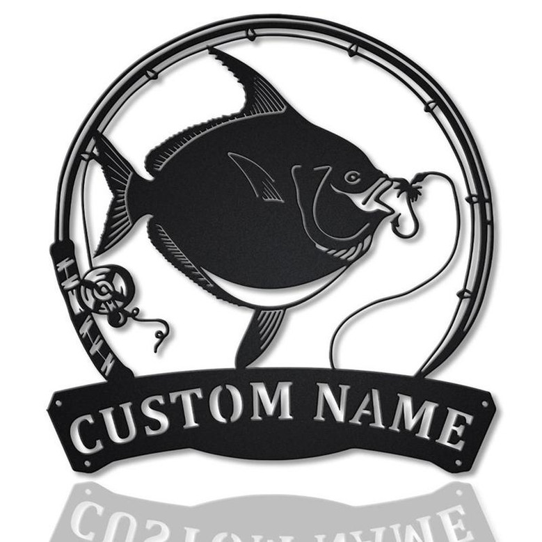 Personalized Opah Fishing Fish Pole Monogram Metal Sign Art , Opah Fishing Fish Metal Sign , Fishing Lover Sign Decoration For Living Room