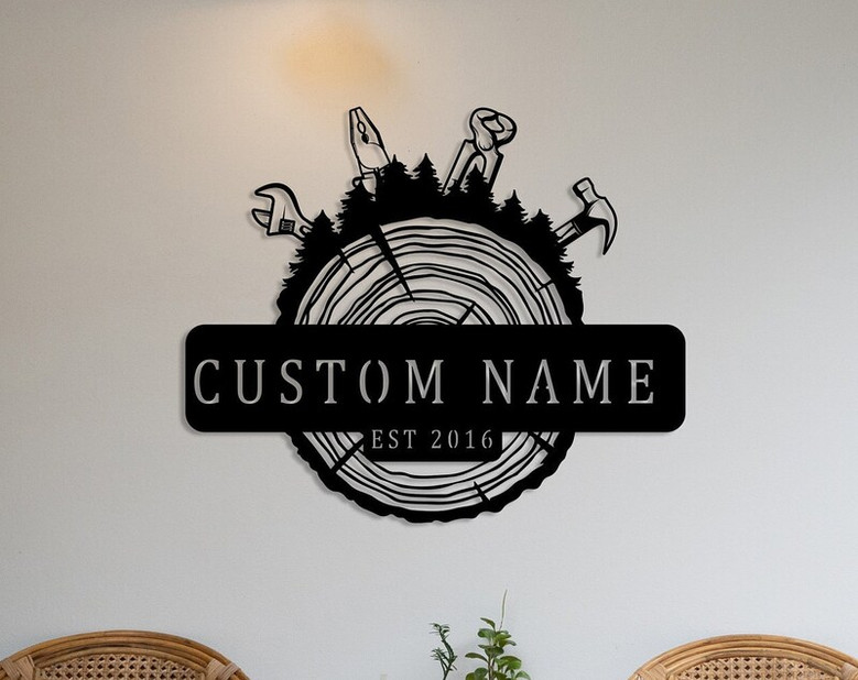 Custom Lumberjack Metal Wall Sign, Personalized Carpenter Wall Decor, Home Outdoor Decor