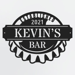 Bottle Cap Metal Wall Decor For Bar With Custom Name, Established Date, Personalized Bar Sign