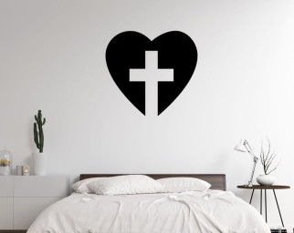 Faith Heart-Metal Heart with Cross Sign Symbolizing Love and Faith-Entryway decor-bathroom wall decor-living room decor-Mothers day