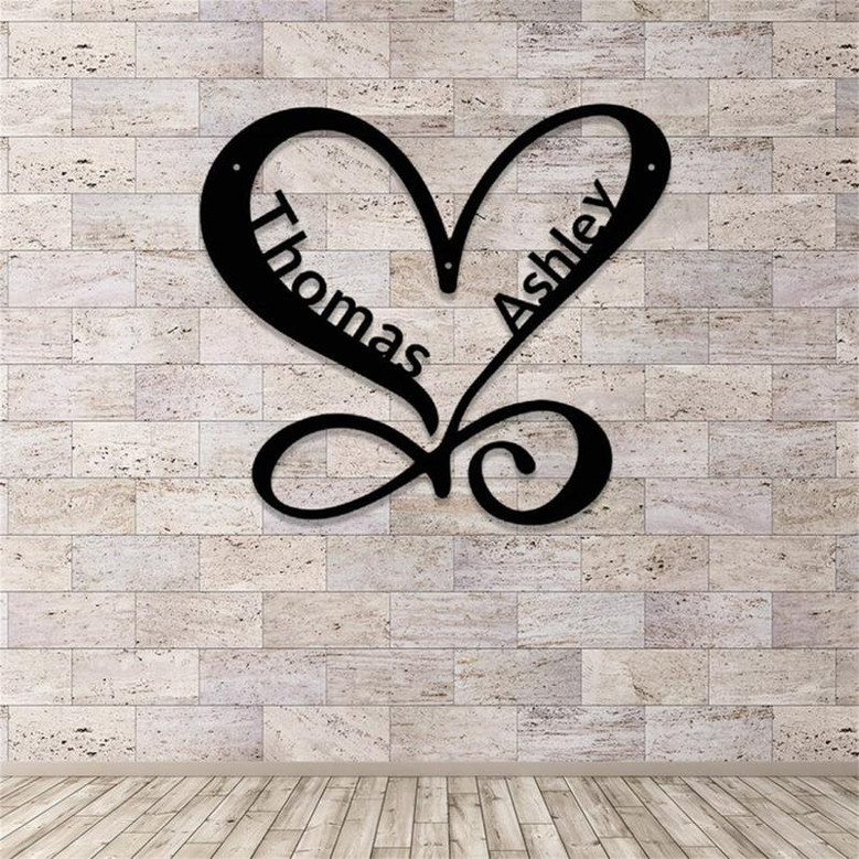 Custom Infinity Heart Metal Sign,Personalized Couple Names Sign,Wedding Decorations