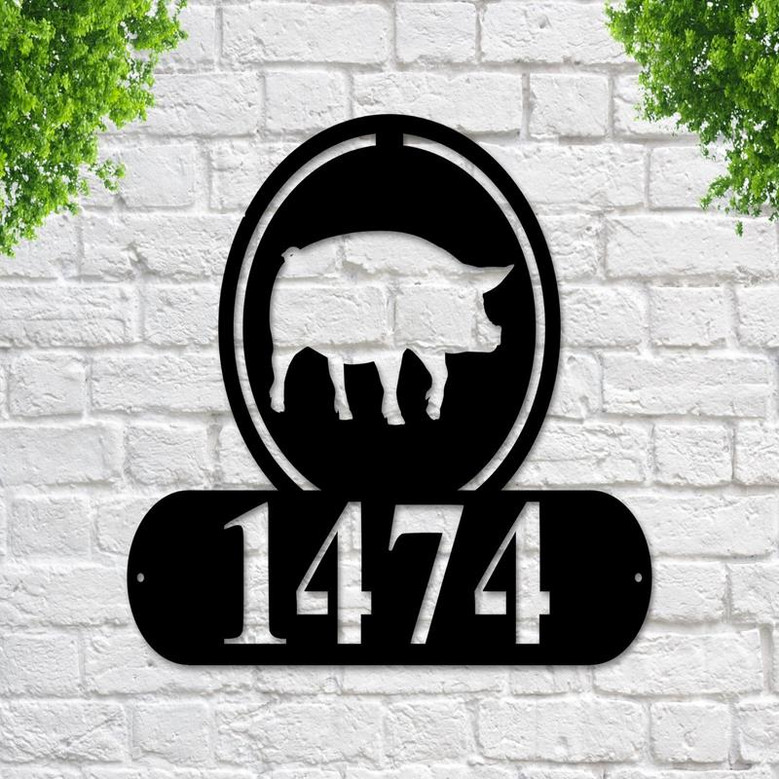 Pig Address Signpig Metal Sign Metal Farm Sign Pig Ranch Sign Pig Metal Address Sign House Number Plaque Address Plaque Metal Signs