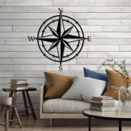 Metal Compass Rose Metal Wall Art Unique Compass Design Rustic Farmhouse Decor Metal Wall Decor Nautical Decor Beach House Decor