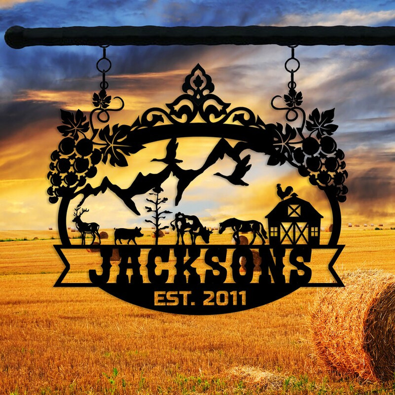 Personalized Farm House Metal Sign, Custom Metal Ranch House Sign, Custom Cottage Name Sign