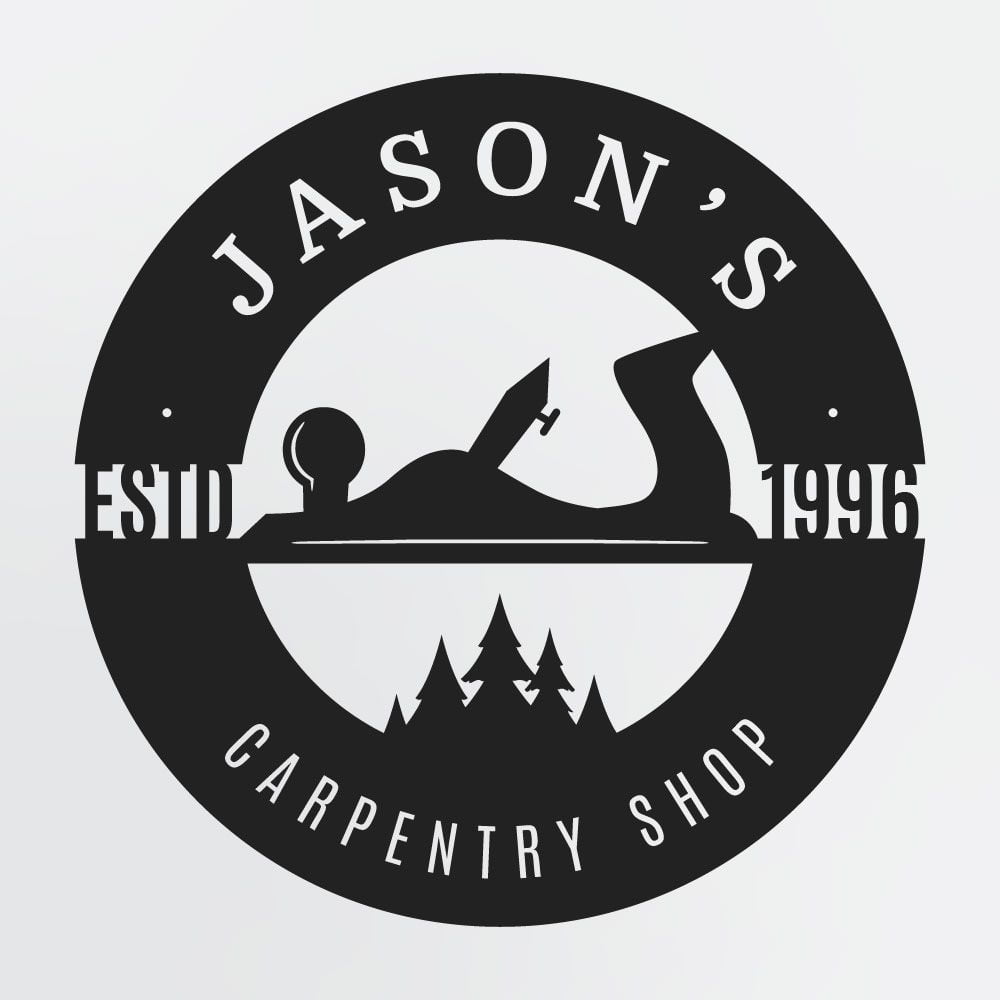 Carpentry Sign For Woodworking, Personalized Metal Wall Art With Established Date, Custom Text