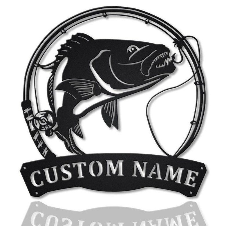 Personalized Snapper Fishing Fish Pole Metal Sign Art | Custom Snapper Fishing Metal Sign | Fishing Lover Home Decor | Snapper Fishing Gift