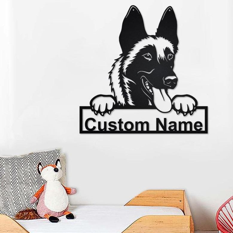 Custom Malinois Dog Metal Wall Art, Personalized Malinois Name Sign Decoration For Room, Malinois Home Decor, Custom Malinois Dog, Dog Lover