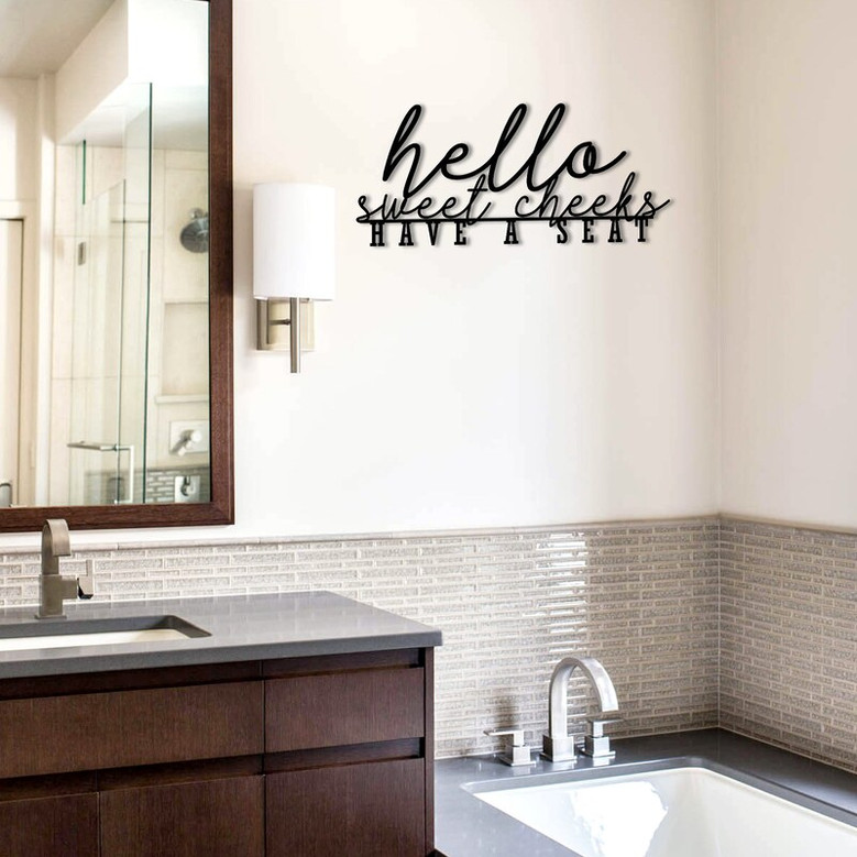 Premium Personalized Wall Art for House, Custom Hello Sweet Cheeks Hanging, Metal Wall Sign
