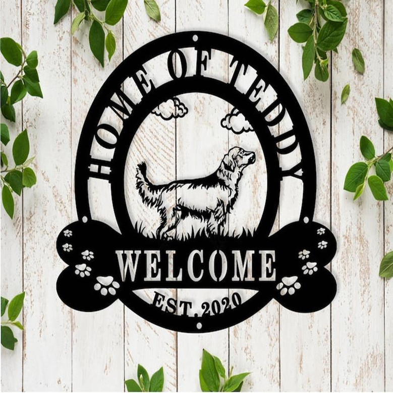 Custom GOLDEN RETRIEVER Dog Metal Wall Decor - Golden Retriever Gifts Funny- Decoration For living Room - Dog Gift - Animal Custom