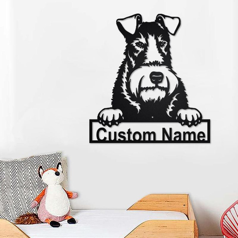 Custom Wire Fox Terrier Dog Metal Wall Art, Personalized Wire Fox Terrier Name Sign Decoration For Room, Wire Fox Terrier Home Decor