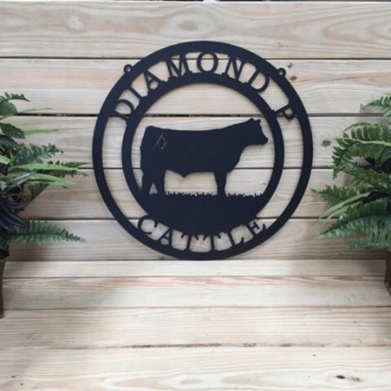Cattle Brand Metal Farm Sign Cut Metal Sign Metal Wall Art Metal House Sign