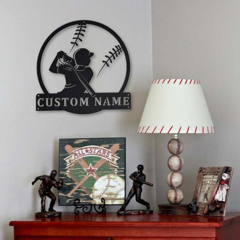 Personalized Softball Monogram Metal Sign Art , Custom Softball Metal Sign, Softball Lover Sign Decoration For Living Room