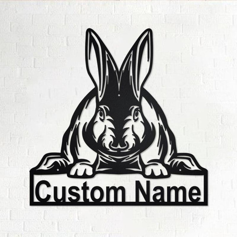 Custom Rabbit Metal Wall Art, Personalized Rabbit Name Sign Decoration For Room, Rabbit Home Decor, Custo Rabbit, Rabbit Metal Wall Decor