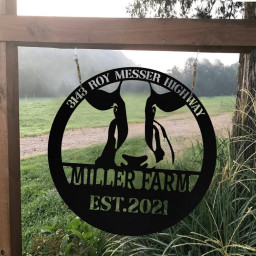 Personalized Metal Farm Sign Cow Cattle Monogram Custom Outdoor Farmhouse Front Gate Entry Road Wall Decor Art Gift